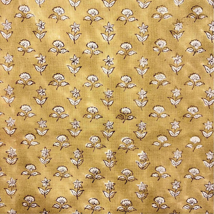 Floral pattern on a yellow fabric background