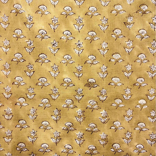 Floral pattern on a yellow fabric background