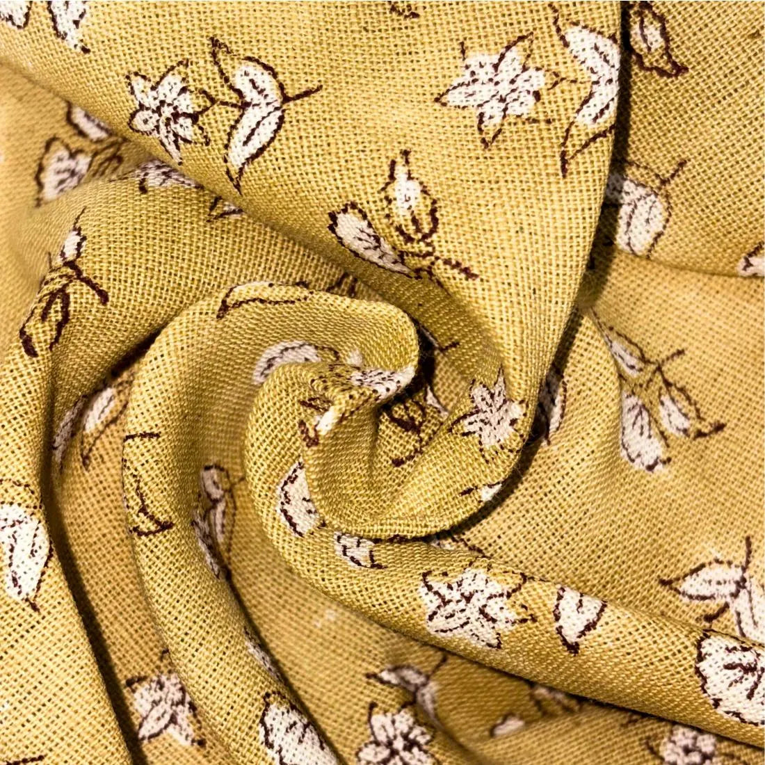 Yellow fabric with floral pattern