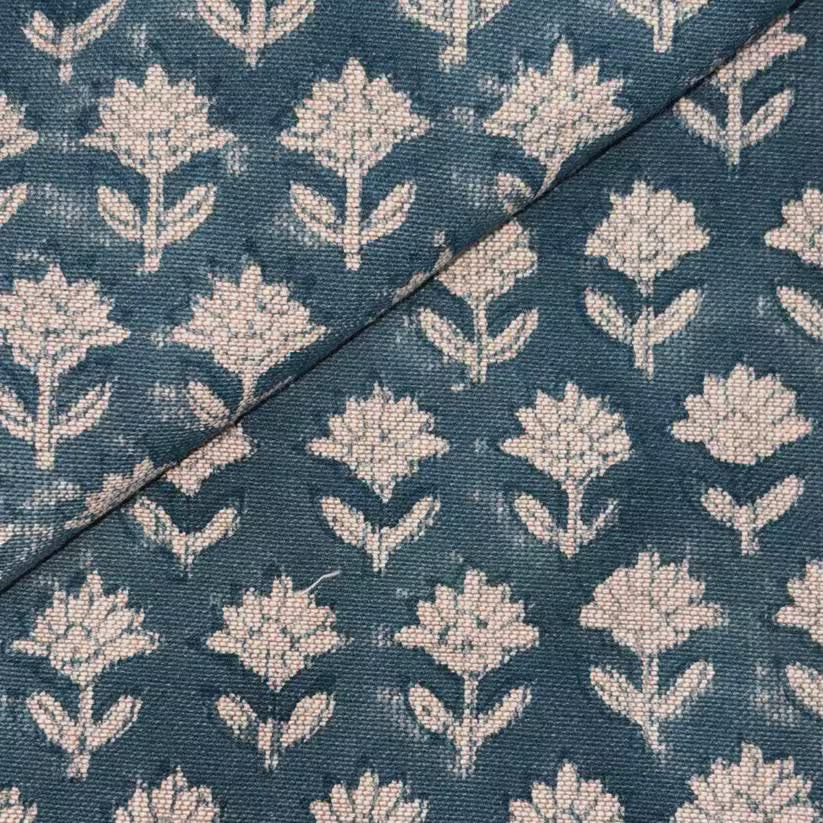 Rangdhara Chambray 65" Block-Printed Buti Upholstery Fabric