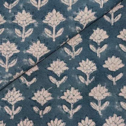 Rangdhara Chambray 65" Block-Printed Buti Upholstery Fabric