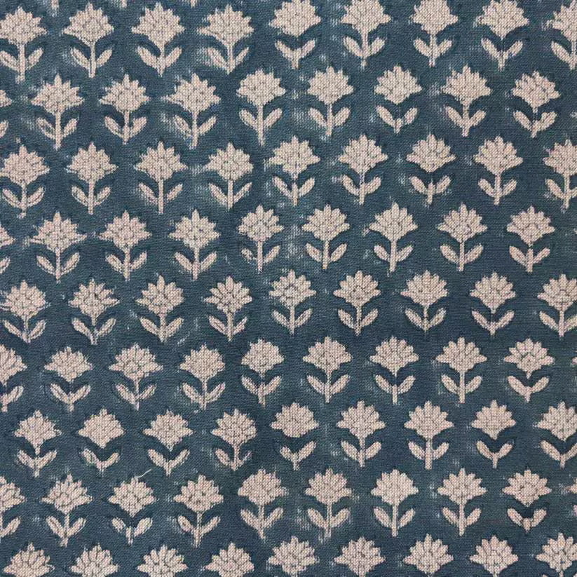 Rangdhara Chambray 65" Block-Printed Buti Upholstery Fabric