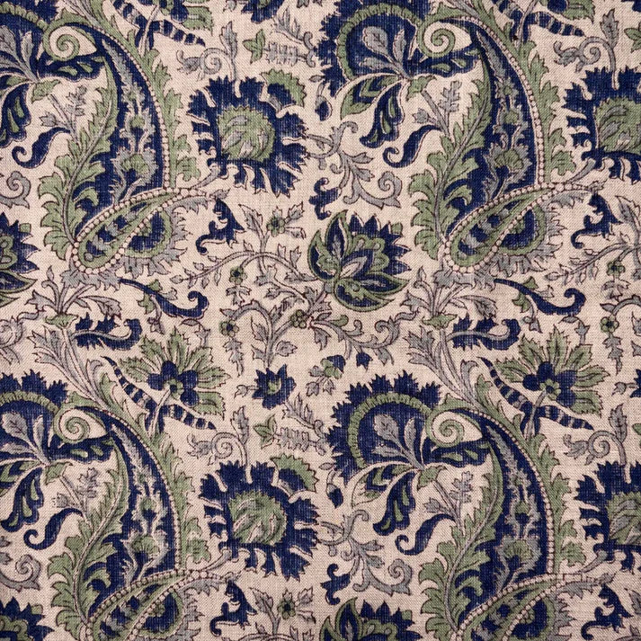 Rangrez Linen 58" Block-Printed Jaal Upholstery Fabric