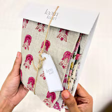 Maati Swatch Set / Pink Tones Hand Block Print Linen Swatches