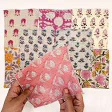 Maati Swatch Set / Pink Tones Hand Block Print Linen Swatches