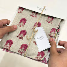 Maati Swatch Set / Pink Tones Hand Block Print Linen Swatches