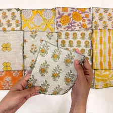Maati Swatch Set / Terracotta & Clay Tones Hand Block Print Linen Swatches