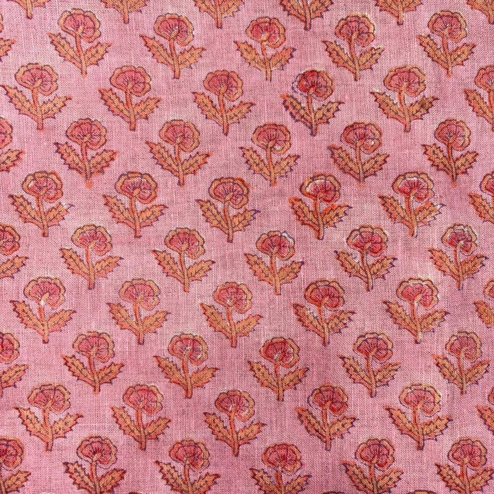 Nalli Linen 58" Block-Printed Buti Upholstery Fabric