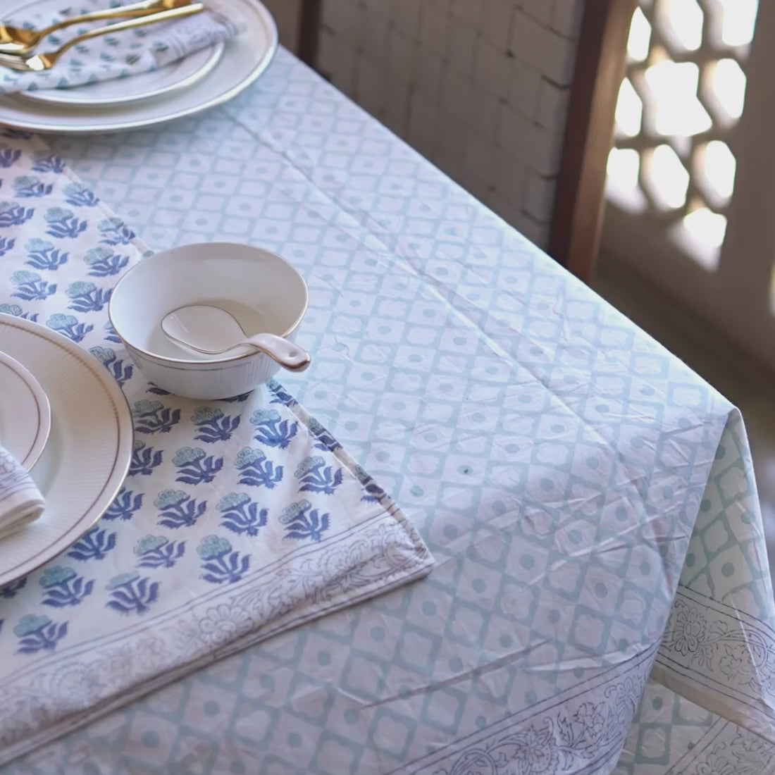 Table linen set styled on table