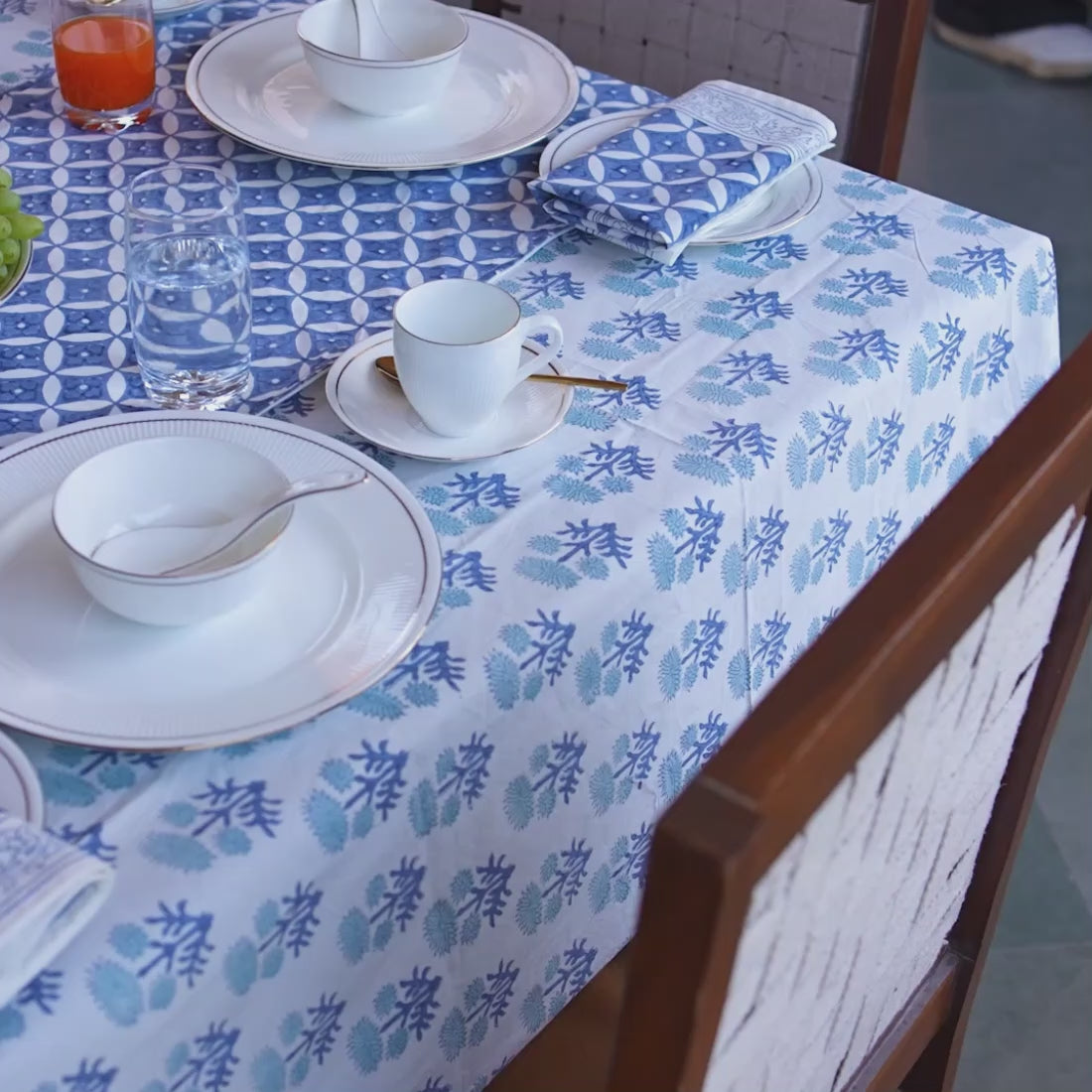 Table linen set styled on table