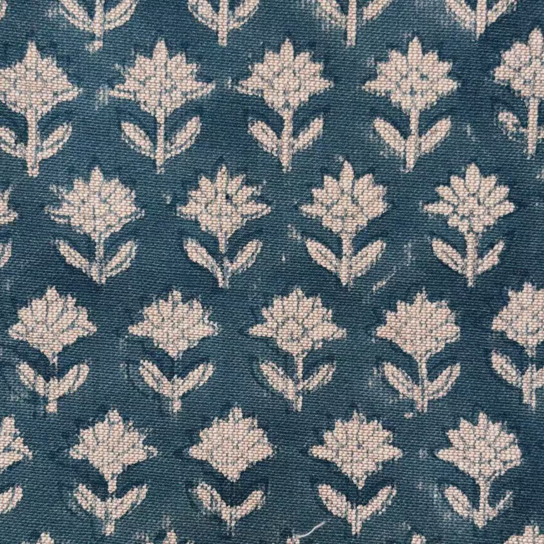 Rangdhara Chambray 65" Block-Printed Buti Upholstery Fabric