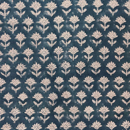 Phoolbagh Chambray 65" Block-Printed Buti Upholstery Fabric