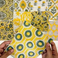 Vasundhara Swatch Set / Organic Yellow Palette Hand Block Linen Samples